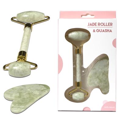 China High Quality Face Lift Gift Handheld Massager High Quality Quartz Jade Roller Facial Green Face Massager for sale