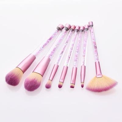 China Bling Skin-Friendly Makeup Brushes 7pcs Plastic Handle Eyelash Private Label Make Up Brushes Set Glitter for sale