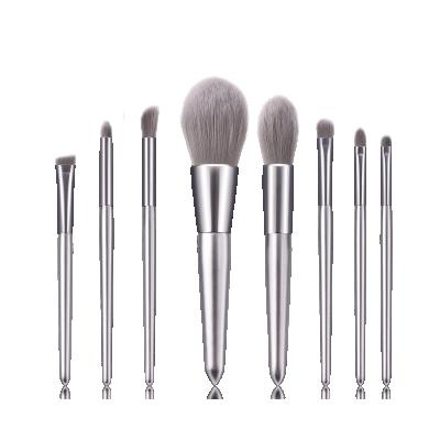 China Free Samples Skin-friendly High Quality Silver Beauty Products Skin-friendly Makeup Brush Eyeshadow Eyeshadow Eyebrow Brush Set for sale