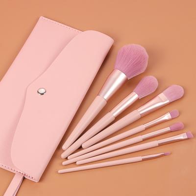 China Custom Skin-Friendly Logo Soft Vegan Cosmetics Foundation Brushes Wooden Handle Synthetic Hair Private Label Pink Makeup Brushes for sale