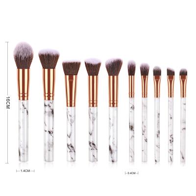 China Angular Blush Base 10pcs Powder Brush Marble Make Up Tools 3 Colors Low Moq Private Label Makeup Brushes for sale