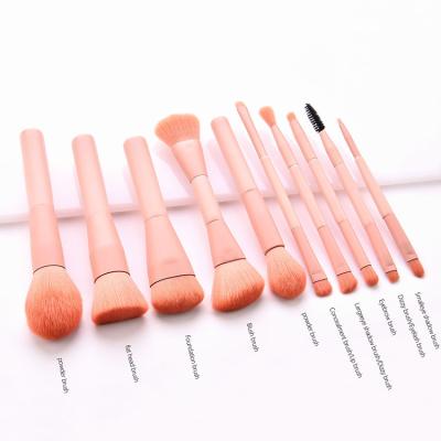 China MOQ Wholesale 10pcs Eyeshadow Makeup Skin-Friendly Low Makeup Brush For Eyes Priavet Label Pink Blending Brush For Foundation for sale