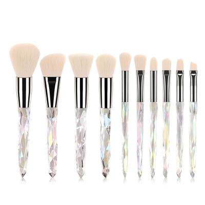 China Angular Blush Blending Makeup Diamond Crystal Makeup Brush Logo Highlight Brushes Crystal 10 Pcs Private Eyebrow for sale