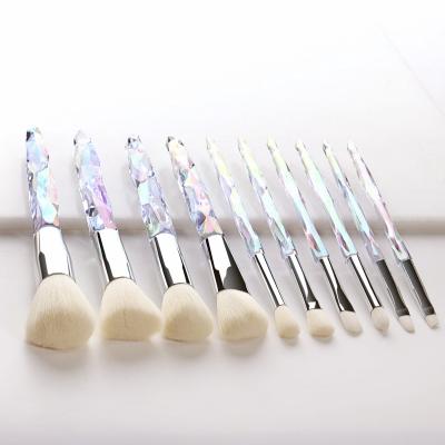 China Angular Blush Private Label Crystal 10 Pcs Eyebrow Diamend Highlight Brushes Makeup Diamond Crystal Makeup Brush for sale