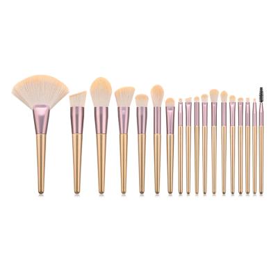 China High Quality Skin-Friendly Private Label Golden Make Up Brush For Eyeshadow Foundation 18 Pcs Makeup Brush Set for sale