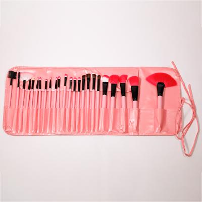 China Angular Blush Gleamuse Professional 24 Pcs Cosmetic Brush Kit Pink 24 Piece Makeup Brush Set With PU Bag for sale