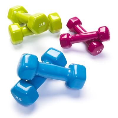 China Young Lady Girl Candy Colors New Products Comfortable Outdoor Steel Fashion Silicone Material Urethane Dumbbell for sale