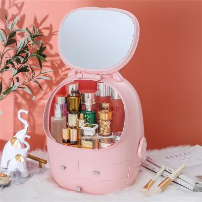 China YIKEYOU New Folding Mirror Cosmetic Storage Box Led Cosmetic Storage Box Makeup With LED for sale