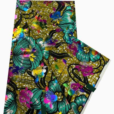 China Hot Sale High Quality Anti-Static One Yard 100% Cotton Capulana Bazin Pagne Textile Africa Ankara Printed Wax Fabric Random Shipping for sale