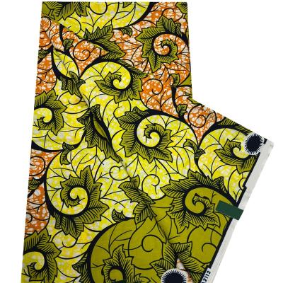 China Anti-Static Cotton Comfortable and Breathable Plants Pattern Wax Fabric for African Clothing from New African Fabric for sale