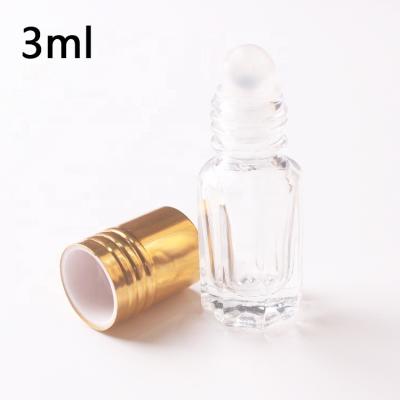 China Daily Necessities 3ml Glass Roll On Bottle Empty Vials With Clear Plastic Trackball For Essential Oils Fragrance Aromatherapy for sale