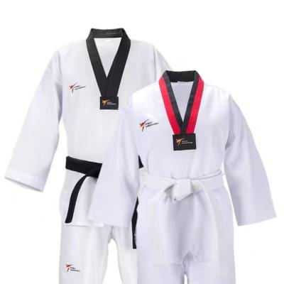 China Breathable Logo White Taekwondo Uniform WTF Training Clothing Factory Custom Production And Wholesale for sale