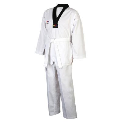 China Breathable White Taekwondo Martial Arts Training Uniforms WTF Wear Logo There Are Many Wholesale Custom Cloth Styles To Choose From for sale