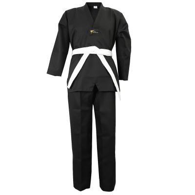 China Custom Logo Support Customized Production Martial Arts Training Taekwondo WTF Wholesale Breathable Black Wea r Uniform for sale