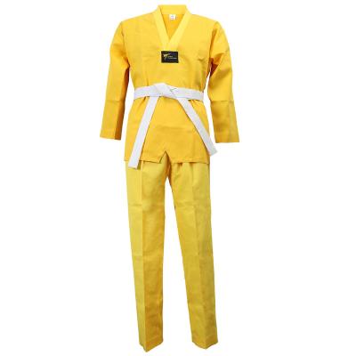 China Good Quality Breathable Yellow Taekwondo Logo There Are Many Cloth Uniform Wholesale Custom Made Styles To Choose From for sale