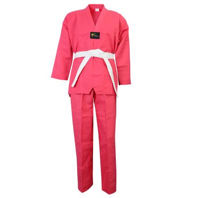 China Taekwondo Pink Color Factory Production Custom Design Wholesale Custom Logo Training Taekwondo Breathable Clothing Uniform for sale