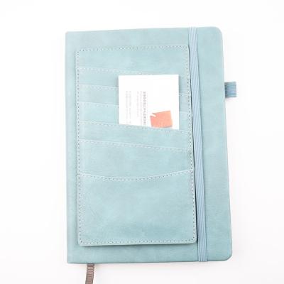 China New Product Printed Stationary Hard Cover Planner Diary Custom Leather Notebook with Card Holder Lined Pages for sale