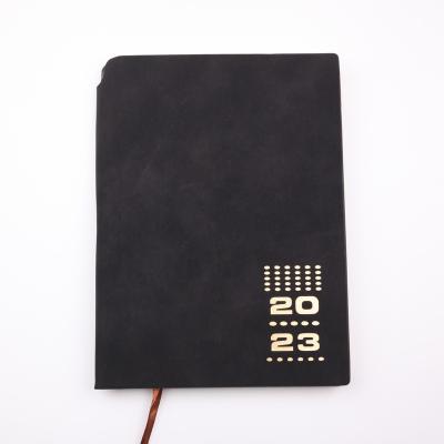 China Printed 2023 Customizable Logo Pu Leather Planners Notebook Diary Daily Notebooks A5 for sale