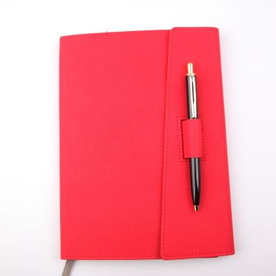 China New Design Printed Office Stationary Planner Folded Journaling Leaflet Red Leather PU Gold Logo Printing Notebook Custom Made for sale