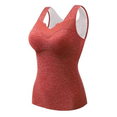 China Breathable Velvet Warm V-Neck Female Thermal Underwear Cashmere Top Tank Women Vest for sale