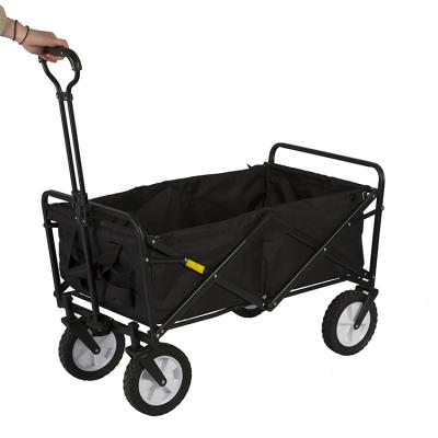 China Durable Outdoor Metal Folding Wonder Cart Beach Cart Black Folding Wagon for sale