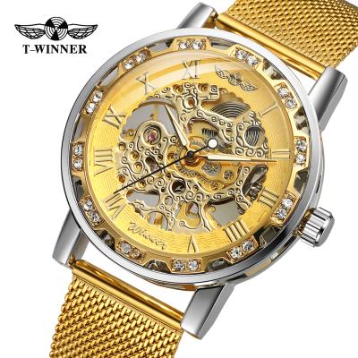 China FORSING 8012 alarm GOLD WATCH STAINLESS STEEL WATCH FOR MEN RELOGIO MASCULINO WATERPROOF for sale