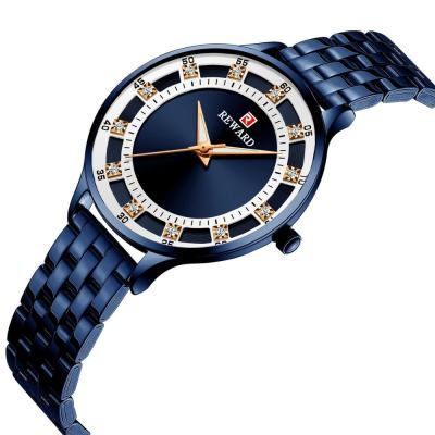 China Non-Specific Reward RD21003L Women's Diamond Belt Ultra-thin Steel Watch Fashion Blue Quartz Full Waterproof Ladies Watch Support Custom OEM for sale