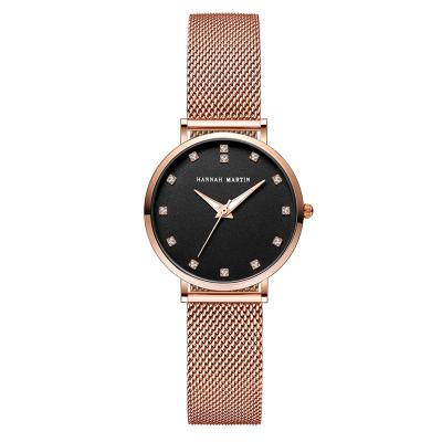 China New Fashion Women's Rose Gold Mesh Band Quartz Non-specific Minimalist Lady Wrist Watch HM-CZ32 for sale