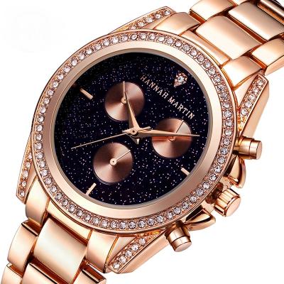 China Luxury Small Dial Ultrathin Diamond Stainless Steel Mesh Strap Business Ladies Day/Date Women Wristwatches HM-1108 for sale