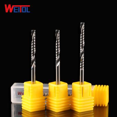 China WeiTol 3.175mm CNC Engraving Machine WeiTol 3.175mm Tungsten Carbide 3A Flute Spiral Bit Single Flute End Mill For Acrylic for sale