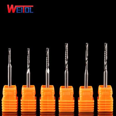 China Small Diameter Hot Sale 5A 3.175mm Series Acrylic Temperature Resistance Model Router One Groove Spiral Bit for sale