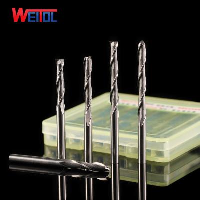 China Acrylic/PVC/MDF/Wood WeiTol 2 Flute End Mill Carbide 2 Flute End Mill Carbide Tool Bits N Double Spiral Bit 3.175 mm Series for sale