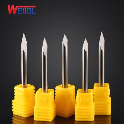 China CNC Machine WeiTol 4mm Solid Carbide Three Face Engraving Bits For PVC for sale