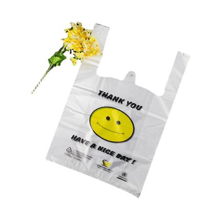 China Recyclable Custom Logo White Plastic Custom Hdpe T-shirt Plastic Shopping Bags for sale