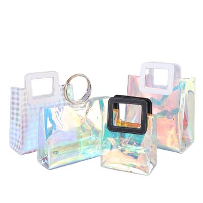 China Fashion Custom Printing Candy Color Transparent PVC Handbag Large Clear Shopping Bag for sale