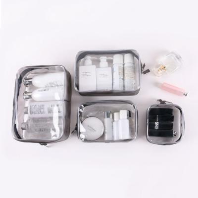 China Recyclable Logo Clear Translucent Plastic Toiletry Custom Zipper Cosmetic Bag PVC for sale