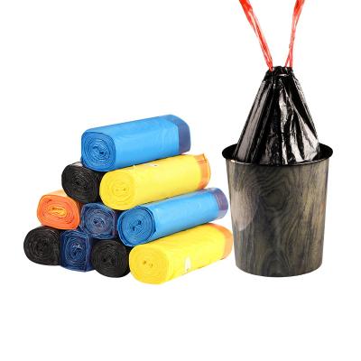 China Disposable Colorful Strong Biodegradable Drawstring Trash Bag Garbage Bag for sale