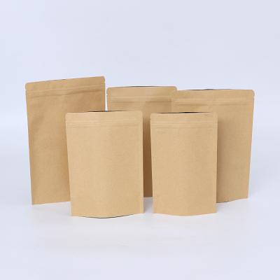 China Recyclable Wholesale Resealable Vertical Food Zipper Kraft Bag for sale