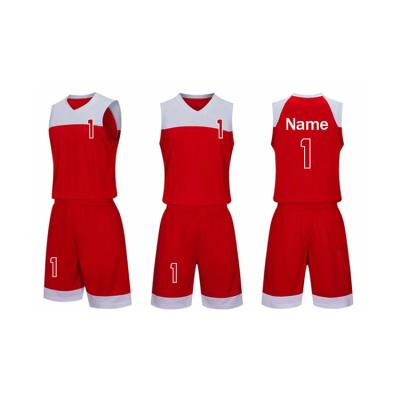 China QUICK DRY Youth Antibacterial Sports Basketball Uniform Suit Sublimated Plus Size Basketball Uniform Suit for sale