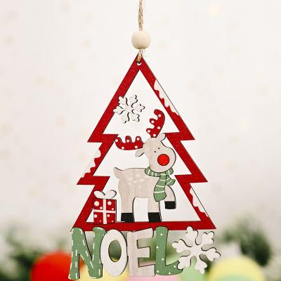 China New Year Christmas Party Decoration Ornament Christmas Wooden Tree Pendant for sale