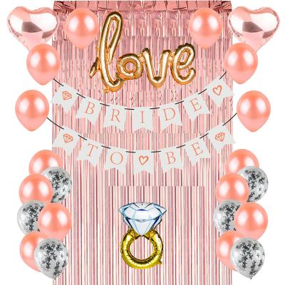 China Bridal Shower Supplies Paper Bride To Be Banner Foil Balloon Curtain Party Decoration Set for sale