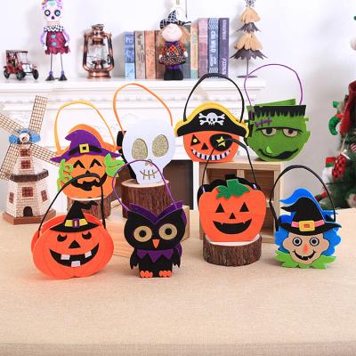 China Non-Woven Fabric Halloween Decorations Make Fun Felt Cloth Bag Festival Handbag Pumpkin Frankenstein Hack Halloween Candy Bag for sale