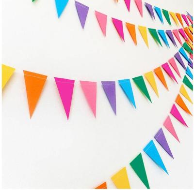 China Hanging Triangle Shape Custom Design Paper Flag Paper Banner For Party Decoration for sale