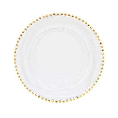 China Disposable Wholesale Gold And Silver Clear Beaded Charger Plates for sale