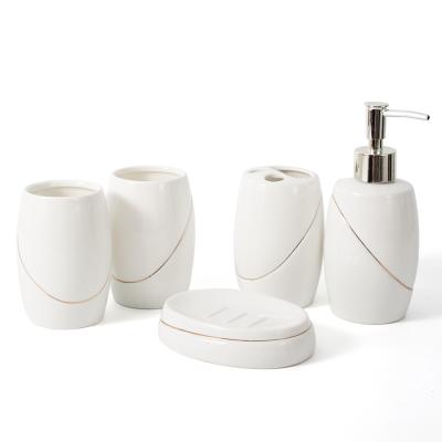 China High quality viable ceramic durable fashion bath accessory set simple luxury customized hot sale logo bathroom decor for sale