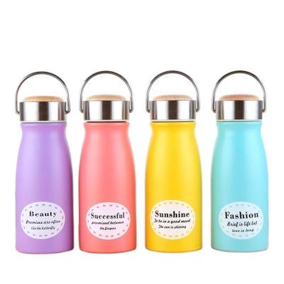 China Wholesale Viable 350ML Insulated Cute Stainless Steel Kids Water Bottle With Bamboo Lid Custom Logo for sale