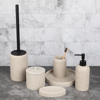 China Viable Modern Design Luxury Marble Home Hotel Design Ceramic Toothbrush Holder Five-Piece Bathroom Set for sale