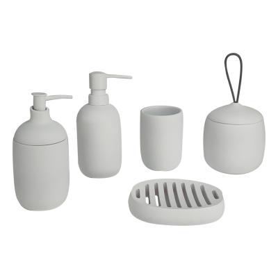 China Sustainable Modern Simple Bathroom Accessories Set Resin Soap Dispenser Soap Dish For Bathroom Home Household for sale