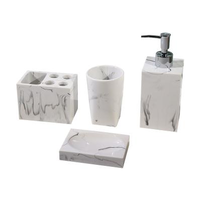 China Marble Resin 4pcs Soap Dish Dispenser Toothbrush Tray Bathroom Accessories Sets Viable For Bathroom for sale