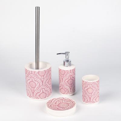 China Nordic Style Sustainable Style Hotel Home Bathroom Accessories Rose Modern Luxury Bathroom Set 4 Piece Ceramic Bathroom Set for sale